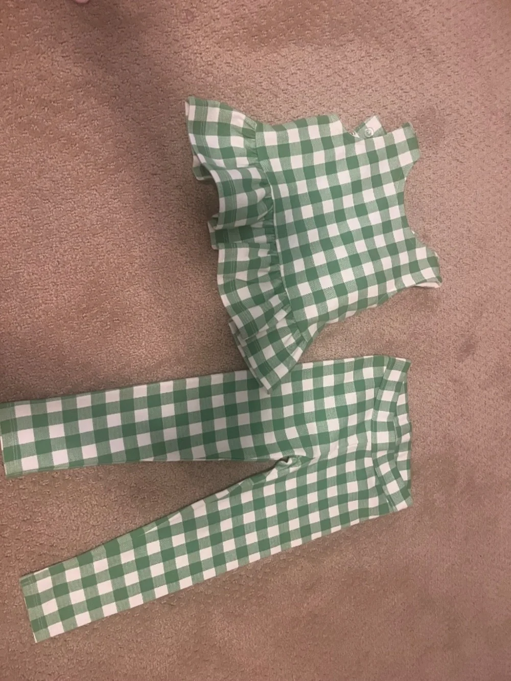 Brand new girls Janie and Jack green plaid matching set